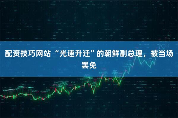 配资技巧网站 “光速升迁”的朝鲜副总理，被当场罢免